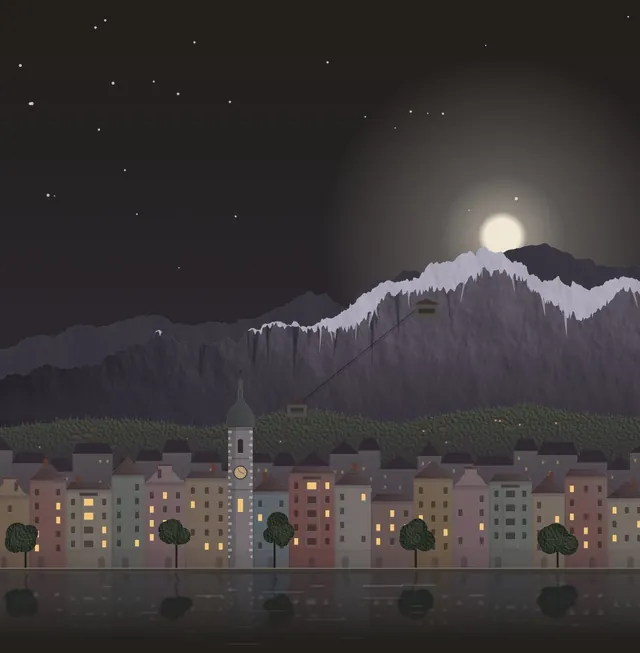 Illustration von Innsbruck mit Nordkette